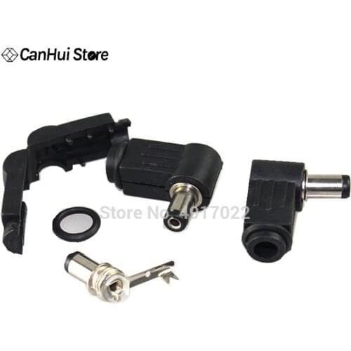 5Pcs Black 2.1mm x 5.5mm 2.5mm x 5.5mm DC Power Male Plug Jack Adapter 90 Degree Male 5.5*2.1 5.5*2.5 mm DC Power Plug Connector