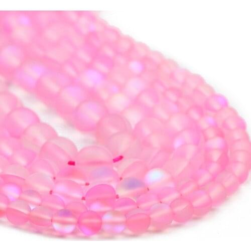 6/8/10MM Natural Shimmer Stone Matte Pink Round Labradorite Spacer Loose Beads For Jewelry Making DIY Bracelet Accessories