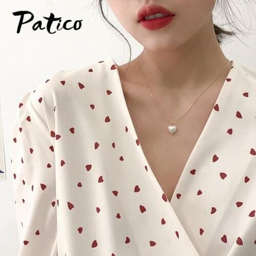 New Arrival 925 Sterling Silver Cute Heart Pearl Necklace For Women Girls Wedding Engagement Valentines Day Gift