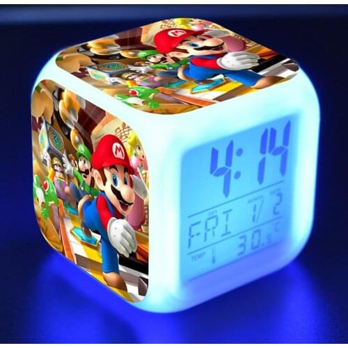 Anime Figure Juguetes Alarm Clock Super Bowser Bros PVC Colorful Touch Light Super Yoshi Game Character Toys for Kids