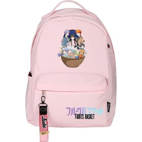 Anime Fruits Basket Kawaii Girls School Bags Soma Yuki Cartoon Bookbag Nylon Small Travel Backpack Women Pink Shoulder Bags