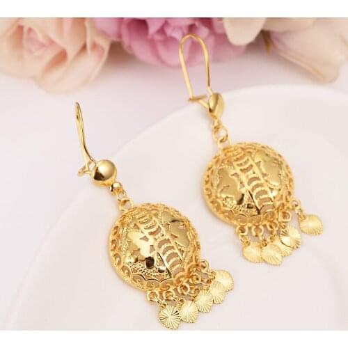 Bangrui Gold African Wedding Tassel Earring for Ethiopian/Arab/Inidan/Nigerian dubai indiaWomen girls Party bridal Jewelry gift