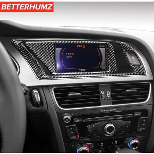 BetterHumz For Audi A4 A5 S5 Car Carbon Fiber Central Navigation Frame Panel Decoration Sticker Auto Interior Mouldings Styling
