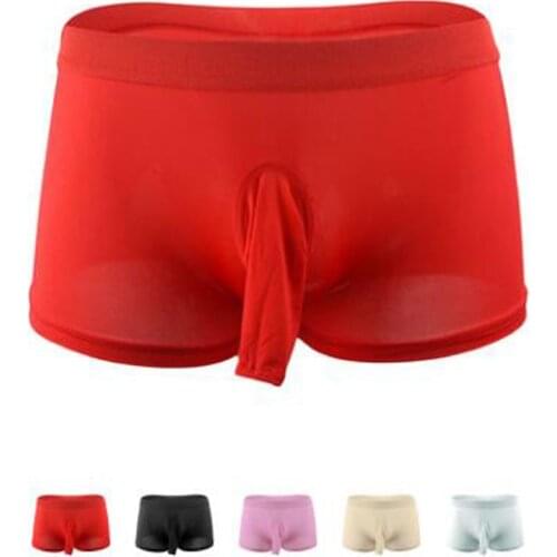 Brand sexy Mens boxers with opened penis pouch bag Mens Sexy Underwear short panties black, white, red, khaki,pink ZJH803