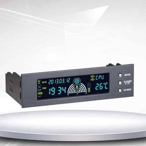 Elisona 5.25inch Digital Computer Fan PC Fan Speed Controller Temperature Sensor Controller Front Panel with LCD Display