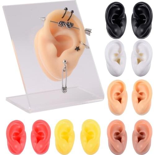 1pc Colorful Silicone Ear Model Professional Practice Piercings Tools Earrings Ear Studs Display Can Be Reused 1:1 Body Jewelry