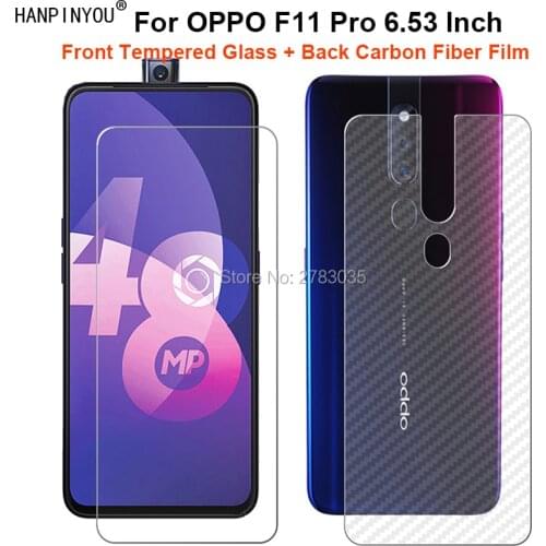 For OPPO F11 Pro 6.53" 1 Set = Soft Back Carbon Fiber Film + Ultra Thin Premium Tempered Glass Front Screen Protector