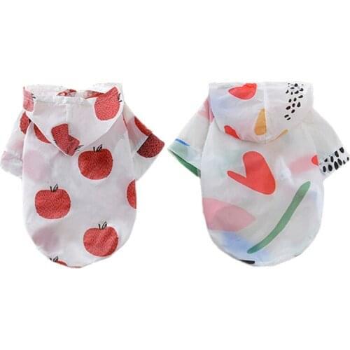 Dog Raincoat Sun-proof Clothing Summer Sun Protection Hoodie Small Dog Clothes Print Poncho For Small Medium Pets Puppy Cat