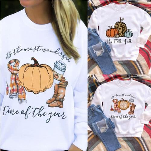 Its The Most Wonderful Time of The Year Fall Sweatshirt Leopard Pumpkin Graphic Grunge Pullovers Hoodies Fashion Women Jumper