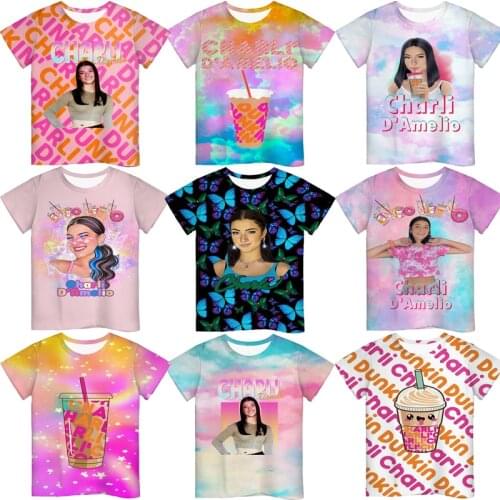 Boys Girls Charli Damelio 3D Print Tshirts for Kids Summer T-shirts Children Short Sleeves T Shirts Kawaii Toddler Tee Tops