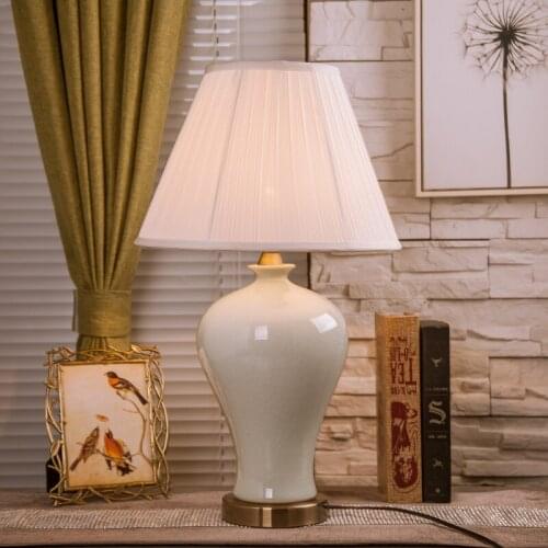 American Cracked Glaze Ceramic Table Lamp Retro Villa Model Room Bedside Lamp Study Room Decoration ceramic porcelain table lamp