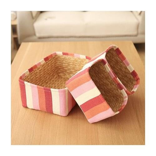 Color Stripes Straw Preparation Inside The Desktop Storage Box Snack Cosmetics Storage Box Finishing Box