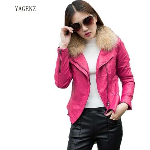 Real Fur Womens Leather Jacket Slim Motorcycle Outerwear Coats Female Short Leather Coat 2019 Spring Autumn Fashion Suede B04