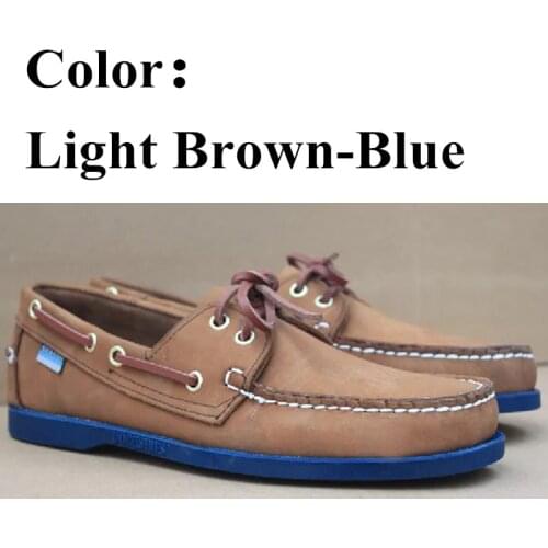 Men Genuine Nubuck Leather Docksides Casual Boat Shoes,Brand Flat Loafers For Homme Femme Navy Blue Brown Green Color X138