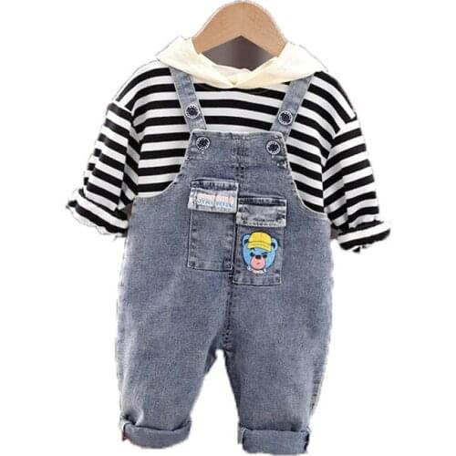 New Autumn Baby Girl Clothes Suit Children Boys Fashion Striped Hoodies Overalls 2Pcs/Set Toddler Casual Costume Kids Tracksuits