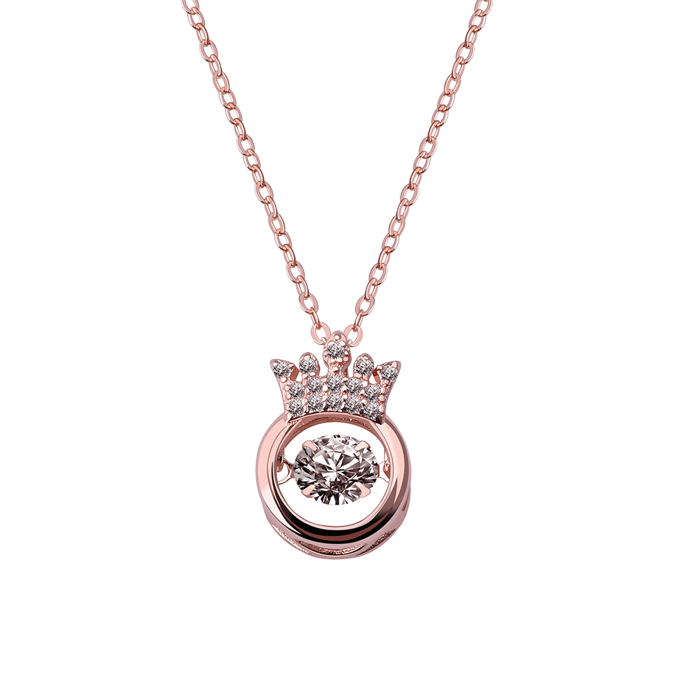 Crystal Crown Pendant Necklace Ornament Korean Fashion Copper Inlaid Zircon Smart Pulsatile Heart Women