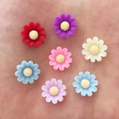 New 80PCS 12mm Resin solid color 3D Daisies flower Flat back stone scrapbook Embellishment DIY Wedding appliques SR98*2