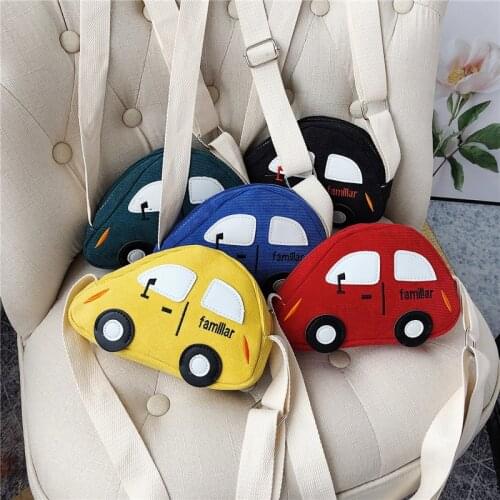 New Style Children Cartoon Car Canvas Bag Kids Fashion One Shoulder Trendy Bag 3D Lovely Car Girls Crossbody Bags KBG040