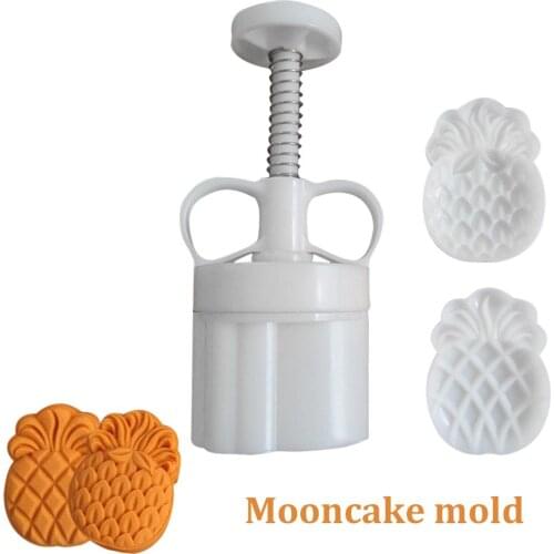 Plastic Moon Cake Mold 50g 60g Pineapple-shaped Mooncake Moulds Set DIY Mooncake Hand Pressure Tools Biscuits Cake Baking Tools