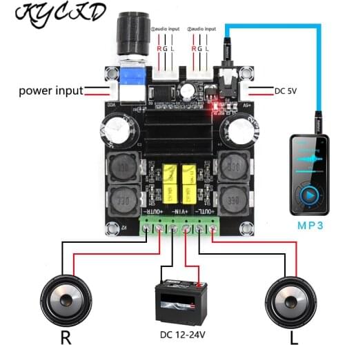 TPA3116D2 Digital Amplifier Board 2.0 Channel 100W*2 High Power AMP Stereo Audio Home Speaker with Volume Control