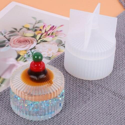 Striped Food Grade Silicone Mold Epoxy Resin Art Casting Gift Jewelry Box Making Craft Soap Mould Tool Multifunction with Lid