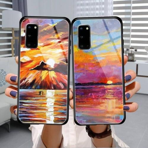 Simple flowers and leaves Phone Case Tempered Glass For Samsung S7 S8 S9 S10E S20 21 30 Plus ultra Note 8 9 10 Plus A7 2018