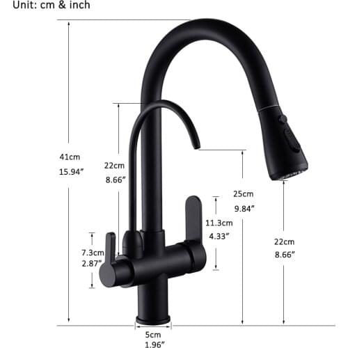 Vidric Matte Black Filtered Crane For Kitchen Pull Out Spray 360 Rotation Water Filter Tap Three Ways Sink Mixer Kitchen Faucet