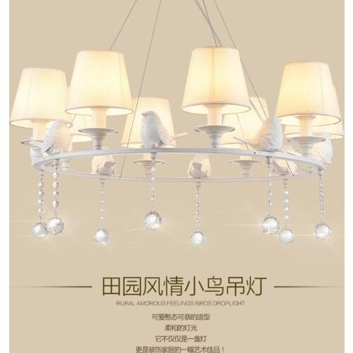 Nordic modern simple white bird chandelier living room dining room children bedroom American Pastoral Crystal Chandelier