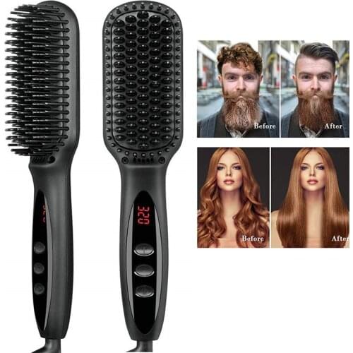Beard Hair Straightener Comb Electric Heating Comb Hot Hairbrush Strightening Iron Temperature adjust Women Men Hair Style Tools