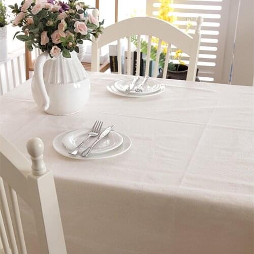 High Quality Cotton and linen thick modern simple table cloth white plain lace table cloth