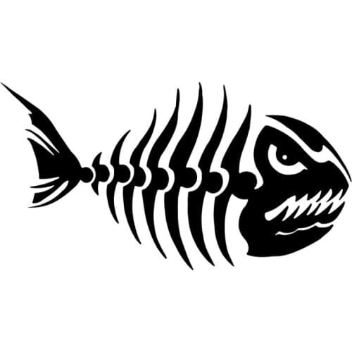 Fish Bone Cartoon Funny Fish Sticker High Quality Car Stickers Decoration Personality PVC Waterproof Decal Black/white Pattern