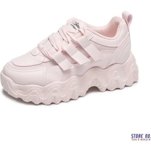 2020 White Sneakers Women Shoes Chunky Sneakers Platform Vulcanize Shoes Woman Tenis Feminino Breathable Mesh Dad Shoe TUINANLE