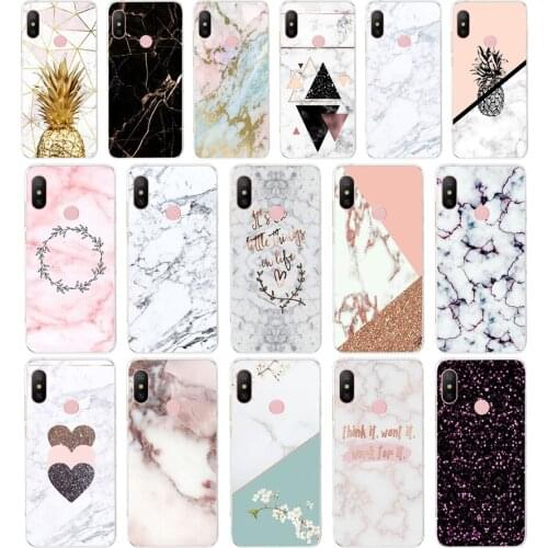 58 Pink white blue marble gift Soft Silicone Tpu Cover phone Case for Xiaomi Redmi 6 8 8a Note 8 Pro 8t case