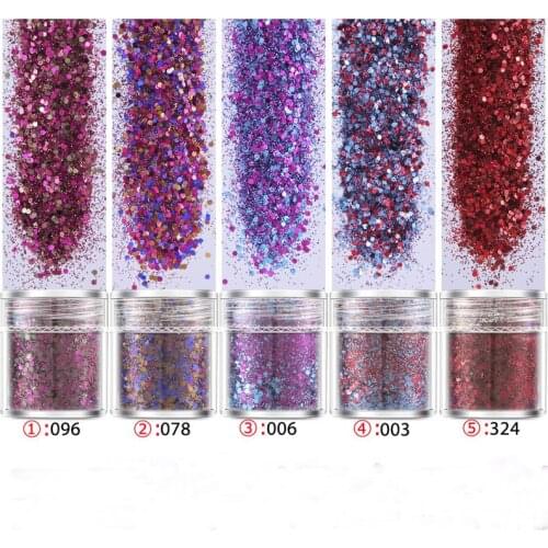 1set 4PCS Mixed Size Nail Glitter Powder Gradient Candy Color Purple 1/2/3mm Sequins Dust For Nails Hexagon Paillette Glitters