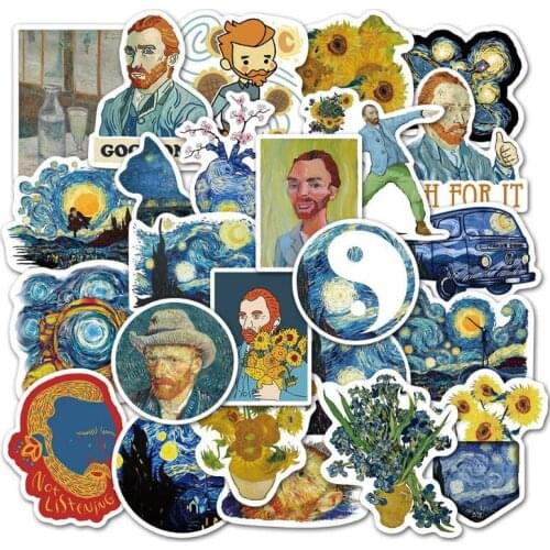 10/40Pcs/Set Classic art meets Van Gogh Kawaii Stickers For Chidren Toy Waterproof Sticker to DIY Laptop Bicycle Helmet Ca