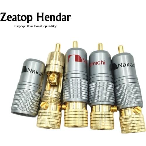 10Pcs NAKAMICHI RCA Male Plug Locking Non Solder Plug Connector Gold Plated