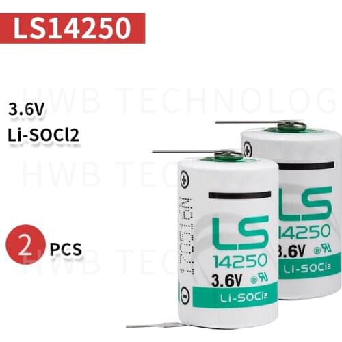 2pcs/lot New Original SAFT LS 14250 LS14250 1/2 AA 1/2AA 3.6V 1250mAh PLC Lithium Battery With Pins Free Shipping