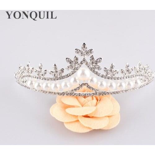 2020 Style Shiny Crystal Rhinestone Pearl Beaded Crown Headband Wedding Tiara Queen Crown Bridal Hair Accessories Girl Hairwear
