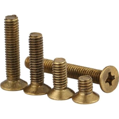 3PCS Copper Flat Head Screw Phillips M6 * 30