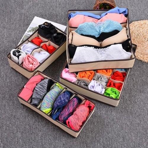 4pcs/Set Underwear Bra Organizer Storage Box 2 Colors Drawer Closet Organizers Boxes For Underwear Scarfs Socks Bra Multi Size