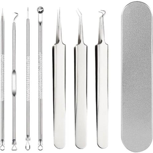 7Pcs Blackhead Blemish Removers Acne Pimple Belmish Extractor Vacuum ExtrusionAcne Stick Against Black Dots Tools For Face Clean