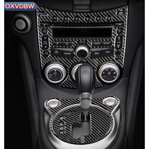For nissan 370z z34 accessories nismo Carbon Fiber Gear CD Air Panel Door Handle Internal Stickers Decorative LHD RHD CarStyling