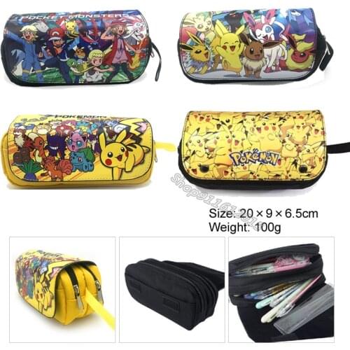 Pokemon Student Pencil Case Anime Cartoon Pencil Bag Student School Pencil Storage Bag Pen Box Stationery Kids Birthday Gift