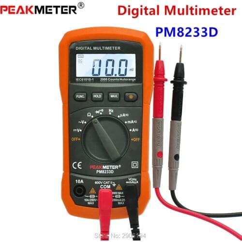 PEAKMETER Digital Multimeter PM8233D Multifunctional Auto Range 2000 Counts DC AC Voltmeter Frequency Meter Ohm Tester