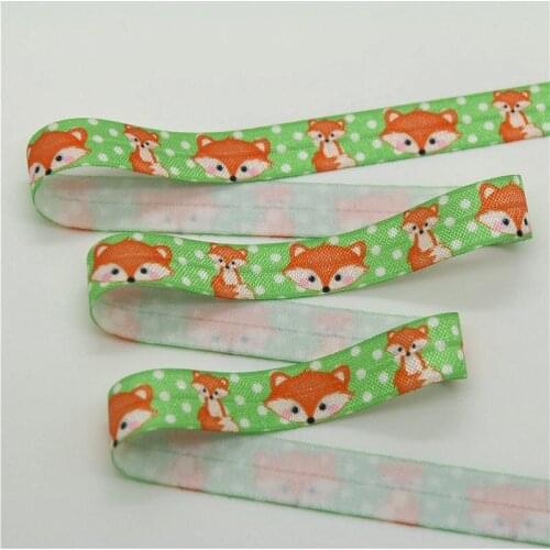 DHK 5/8'' 50yards fox printed Fold Elastic FOE stretch ribbon hairbow headwear headband DIY Wholesale S886