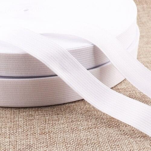 Elastic Cord Band 15 M White Nylon Coated Flat Stretch String,20mm Thick Drawstring Elastic Rope Trim