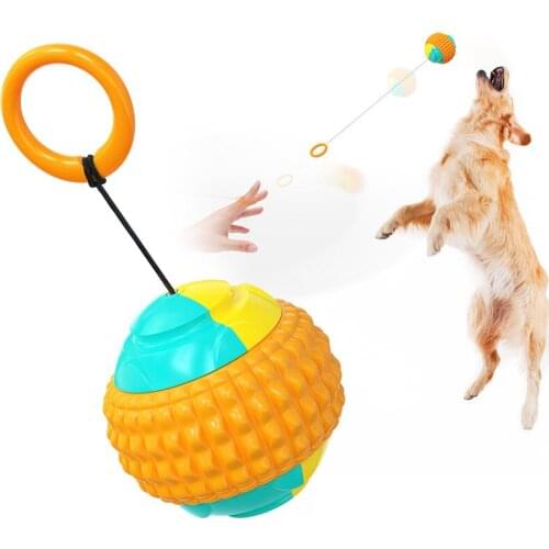 Yo-Yo Stretchable Throwin Dog Toys Ball Bouncy Rubber Ball Resistance Dog Chew Toys Outdoor Throwing and Recovery Training