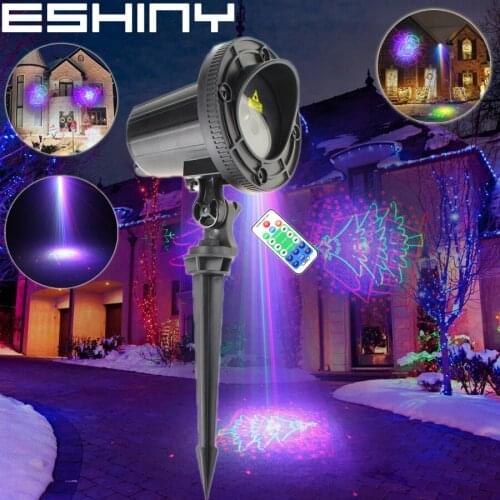 ESHINY Outdoor IP44 RGB Laser 24 Big Christmas Pattern Projector Holiday Party Xmas Tree DJ Wall Garden Landscape Light T87D2