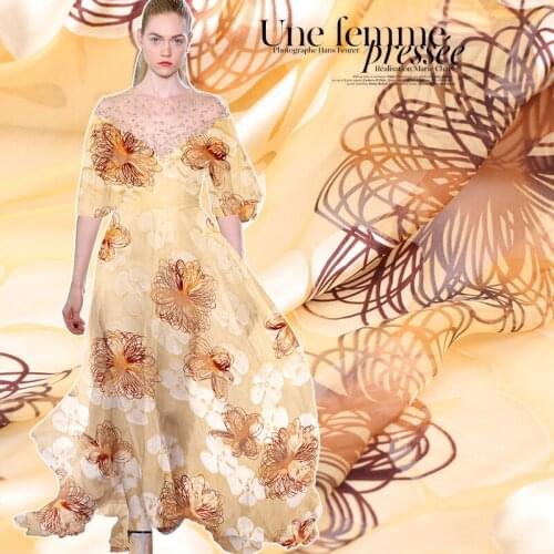 /Europe Summer Jacquard Dress Fabric Handmade DIY Material Silk lan hua xiao Fabric Silk Specials/0.5M