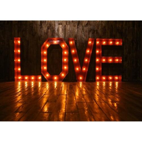 Photography Backgrounds Wooden Wall Floor Love Light Vinyl Backdrop Photo Studio for Wedding Valentines Day Party Photophone